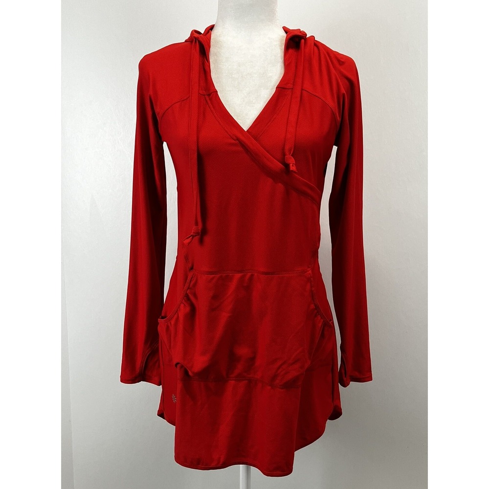 Athleta Pullover Tennis Hoodie Shirt Dress Womens S Pickleball Red Lightweight